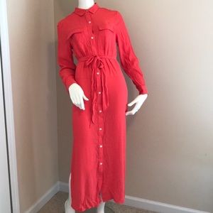 GAP buttoned down coral maxi dress small